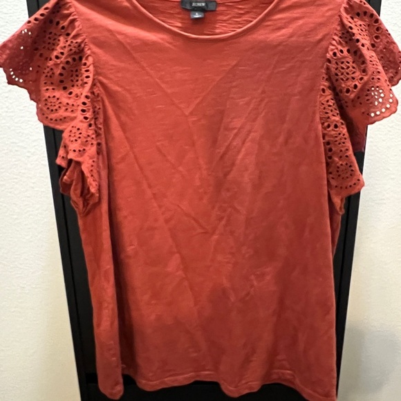 J.Crew eyelet flutter sleeve t-shirt - Picture 1 of 6